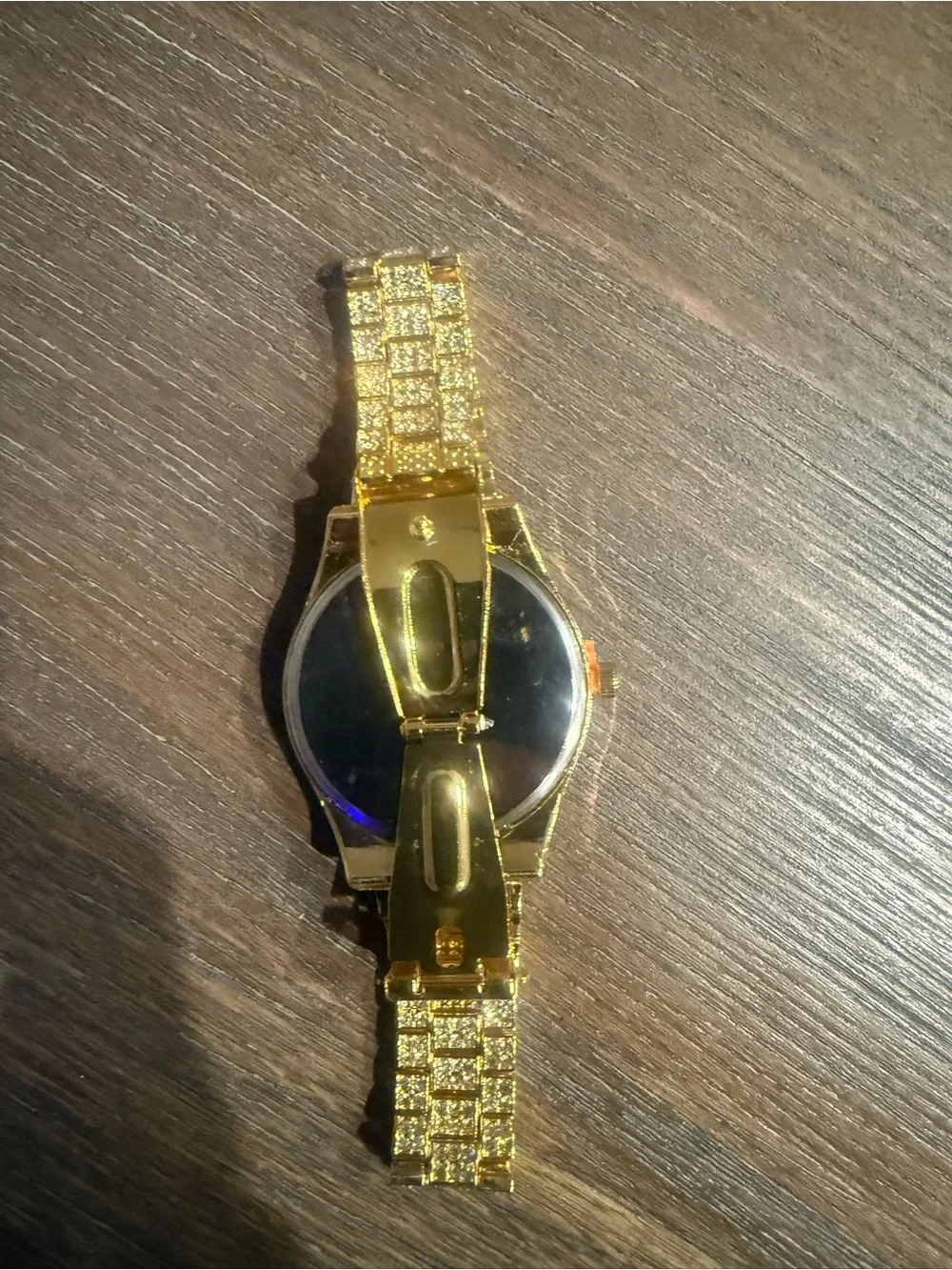 Gold and Blue Crystal Women's Watch - Elegant Statement Timepiece